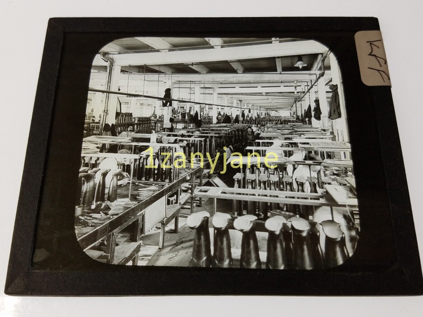 KFF HISTORIC Magic Lantern GLASS Slide SHOE FACTORY MANY WORKBENCHES AND BOOTS