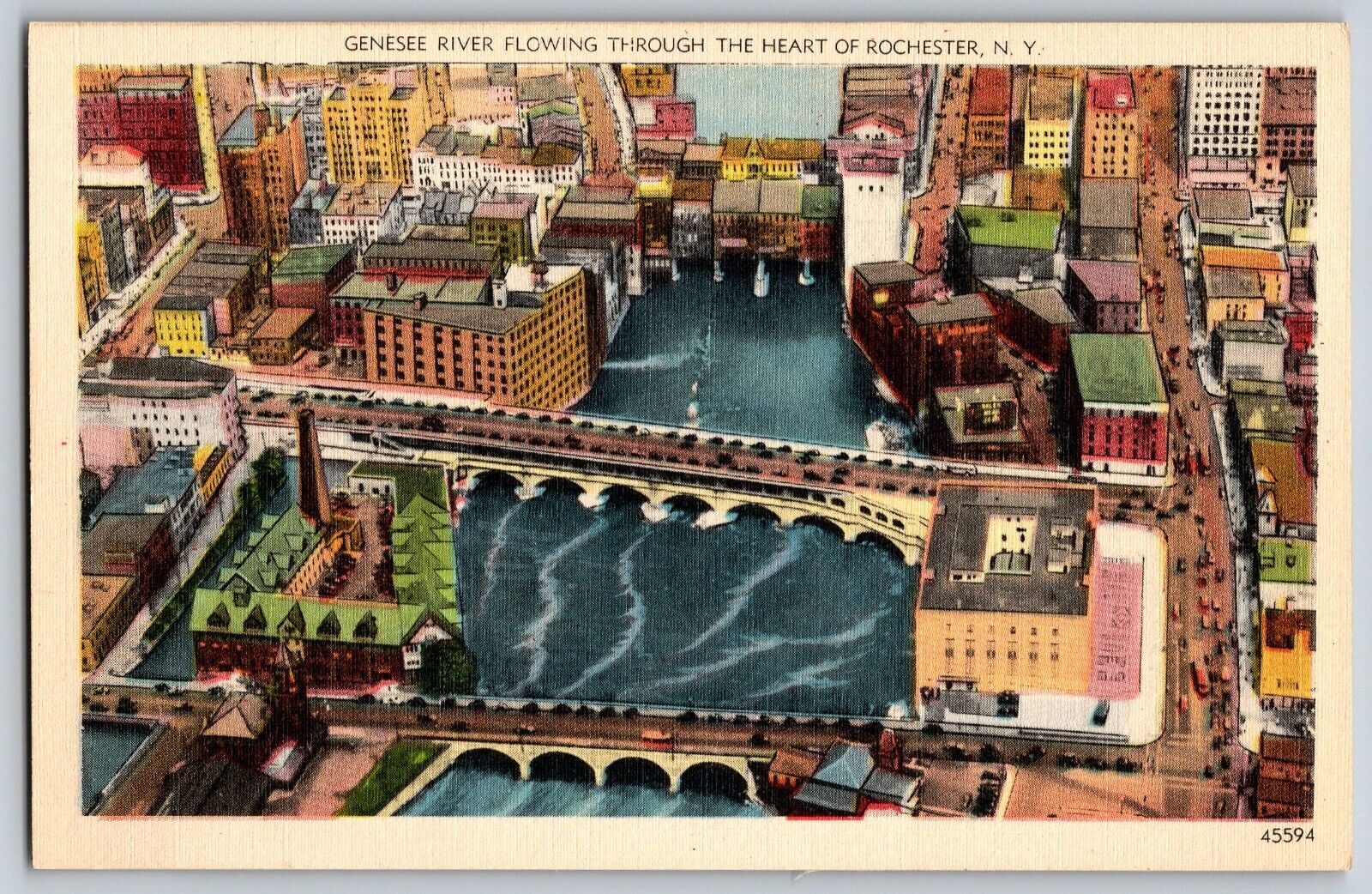 New York, Rochester - Genesee River Flowing Through The Heart - Vintage Postcard
