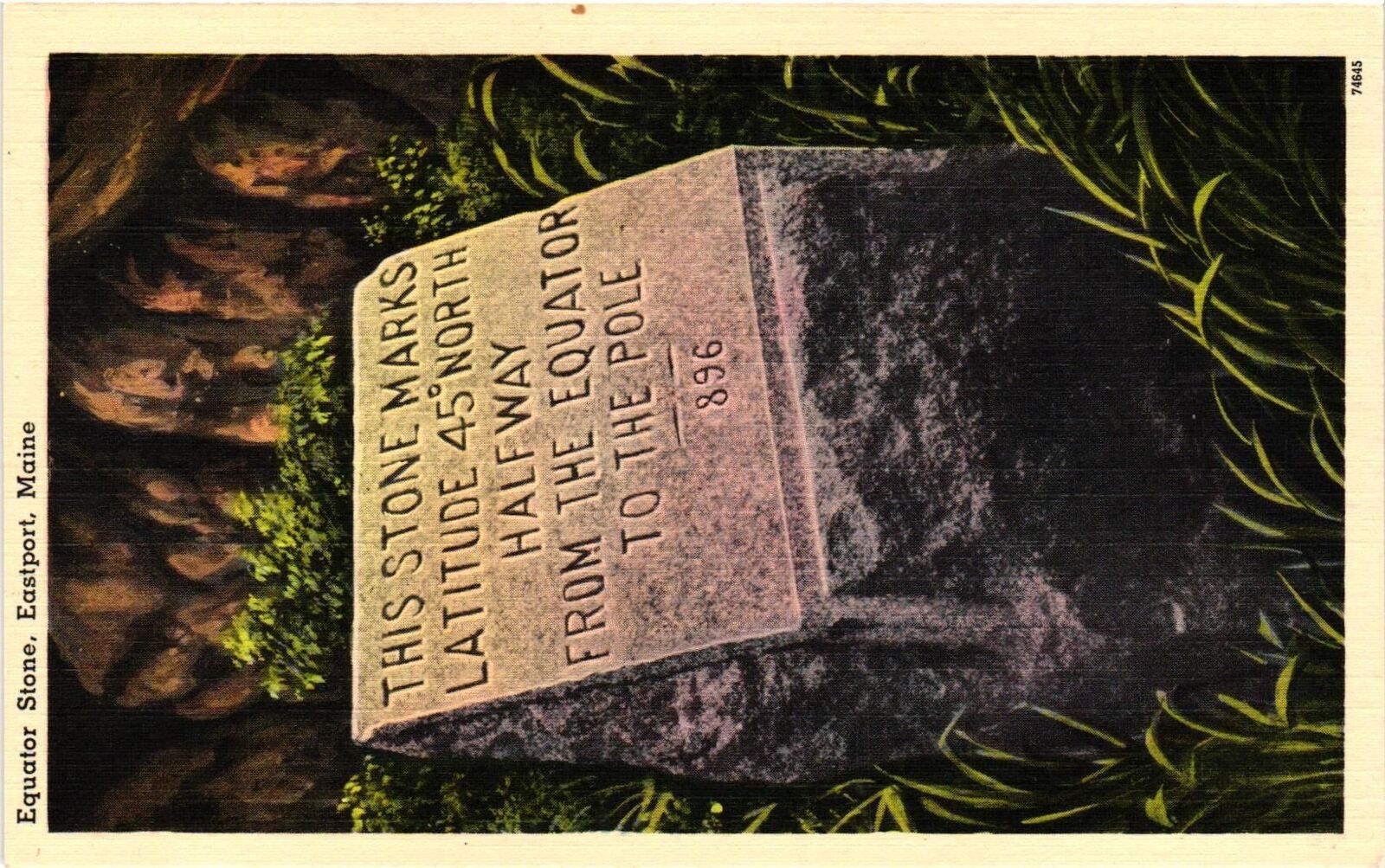 Vintage Postcard- Equator Stone, Eastport, ME