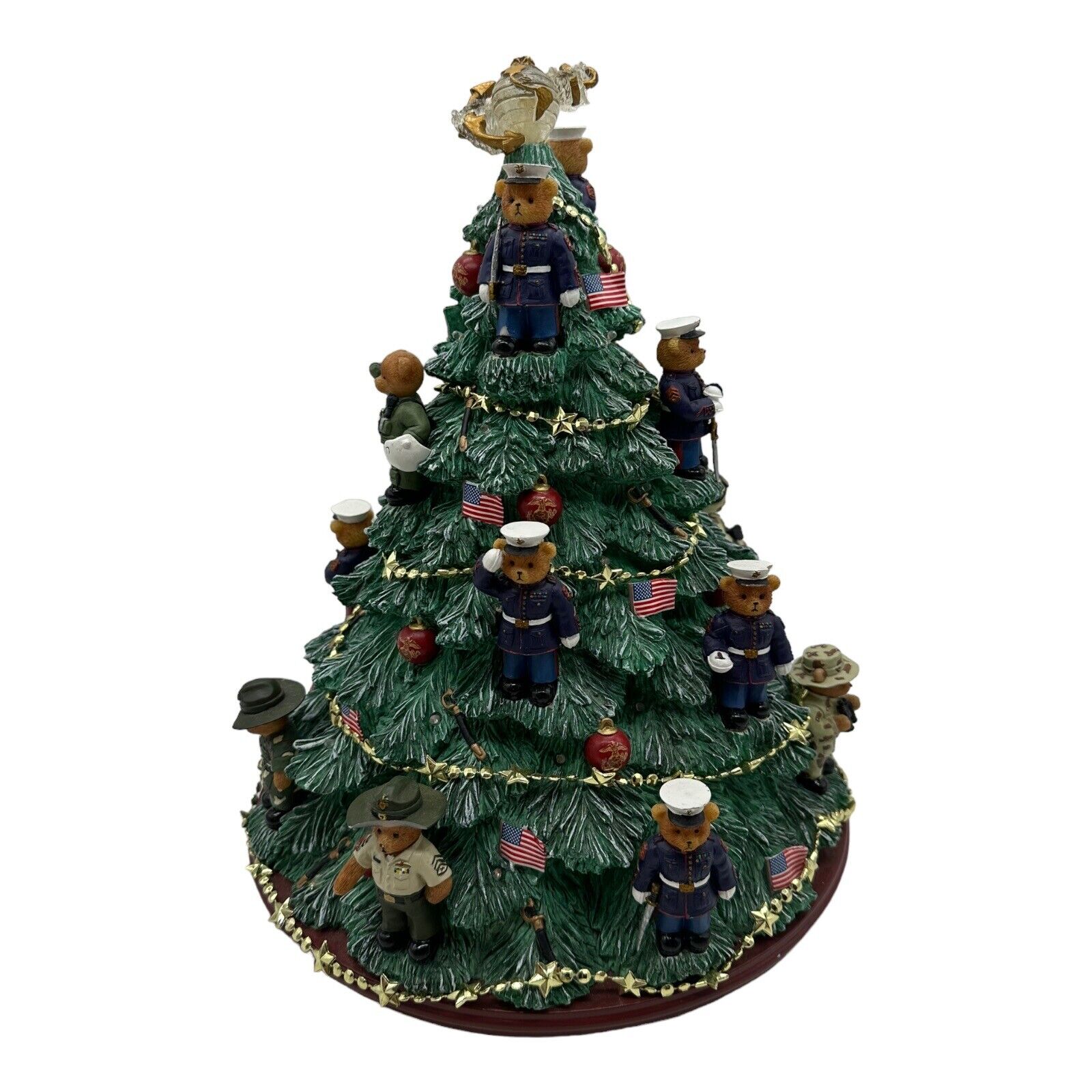 Hamilton Collection U.S.M.C Christmas Tree Lighted - Tested & Working - Damaged