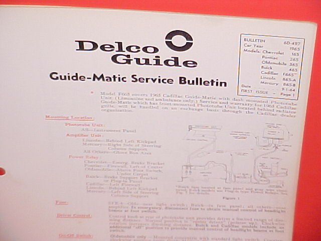 1965 CADILLAC LIMOUSINE CHEVROLET LINCOLN DELCO GM GUIDE-MATIC SERVICE MANUAL 65