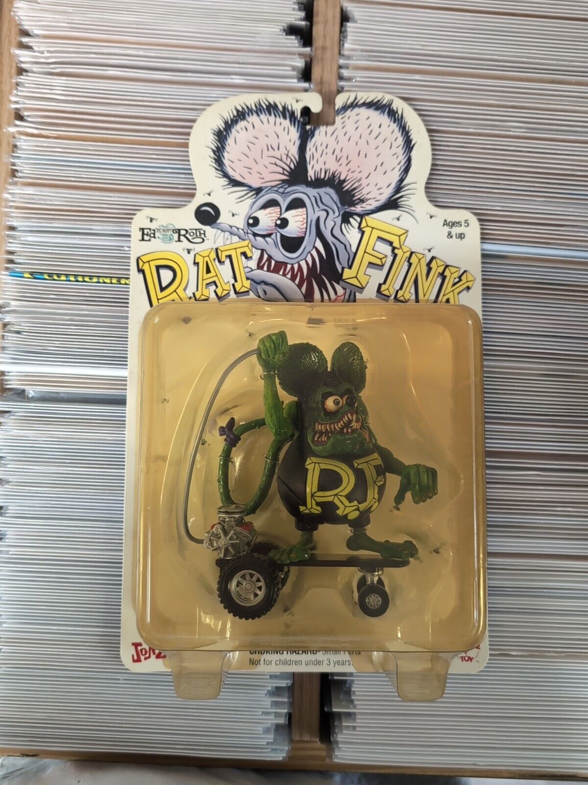 Rat Fink Green Rat-A-Tude Skateboard Action Figure by Ed \