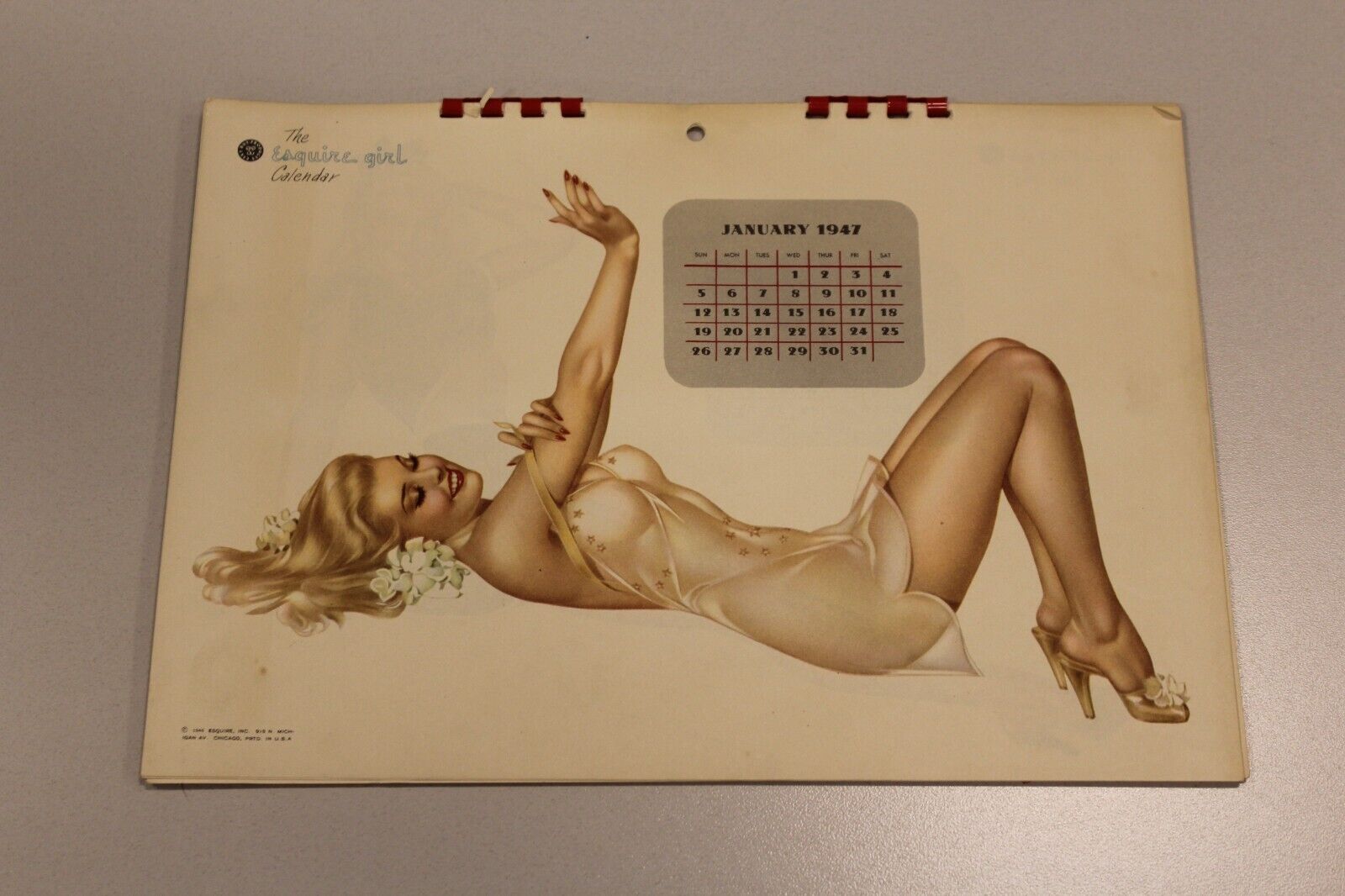 Vintage 1947 The Esquire Girl Calendar pinup art by Vargas- Complete 12 Months