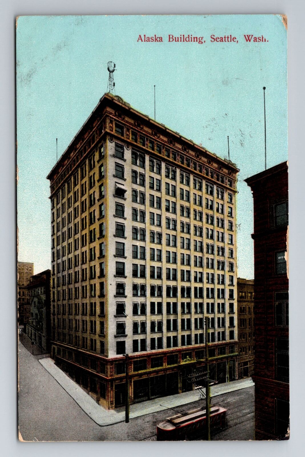 Seattle WA-Washington, Alaska Building, Antique, Vintage c1909 Souvenir Postcard