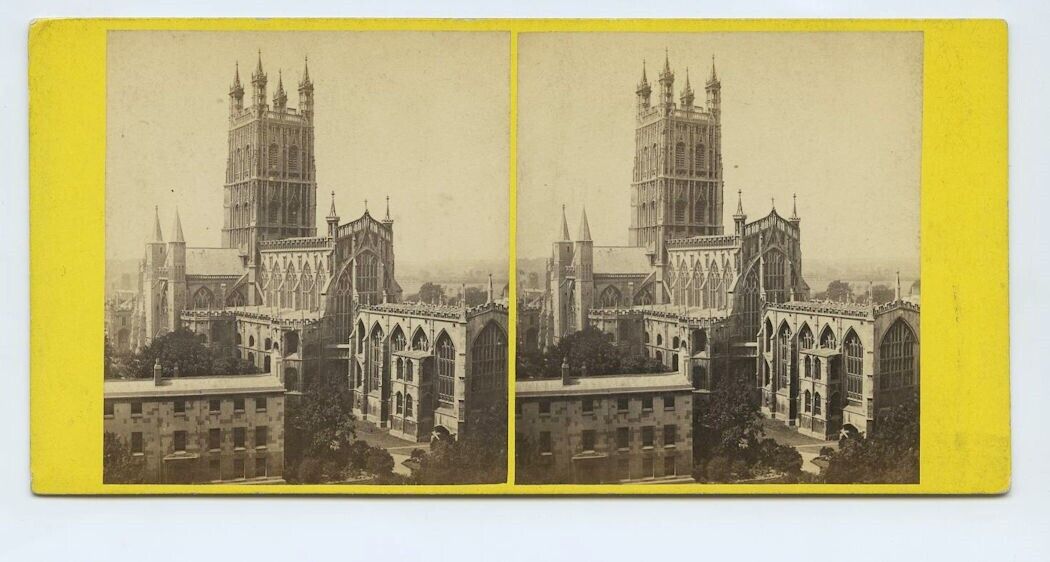Gloucester Cathedral From SE c1860s Stereoview GW Wilson