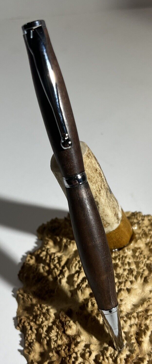 Slimline Pen Chrome Finish With Black Walnut Wood Handcrafted By Seller