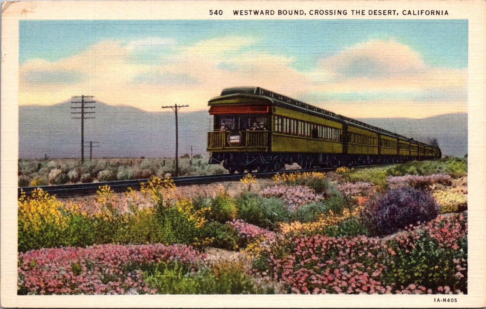 Westward Bound Train Crossing the Desert, CA Vintage Postcard O47