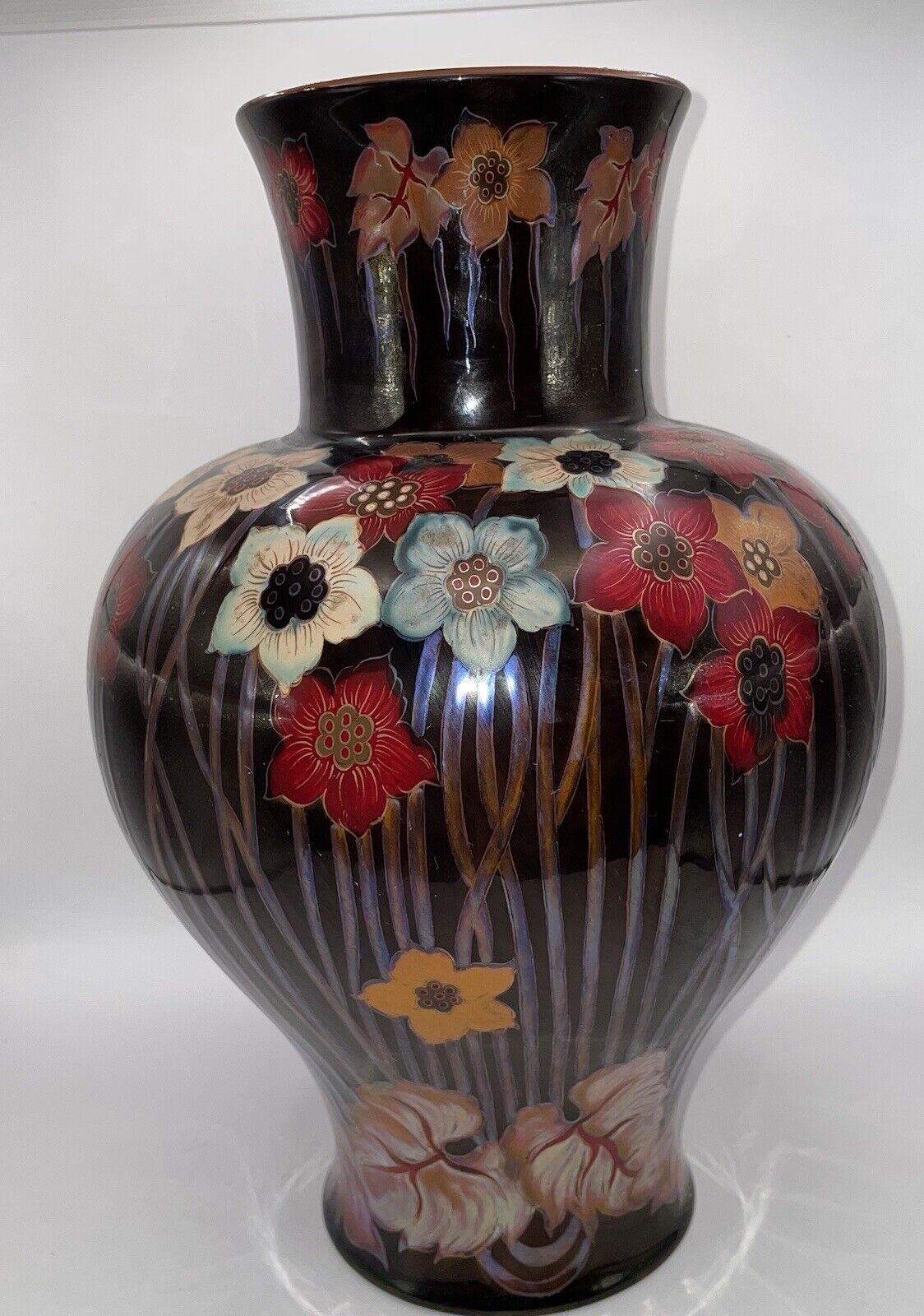 Zsolnay Eosineous Ceramic Unique In The World Hand Painted Vase Signed Hungary
