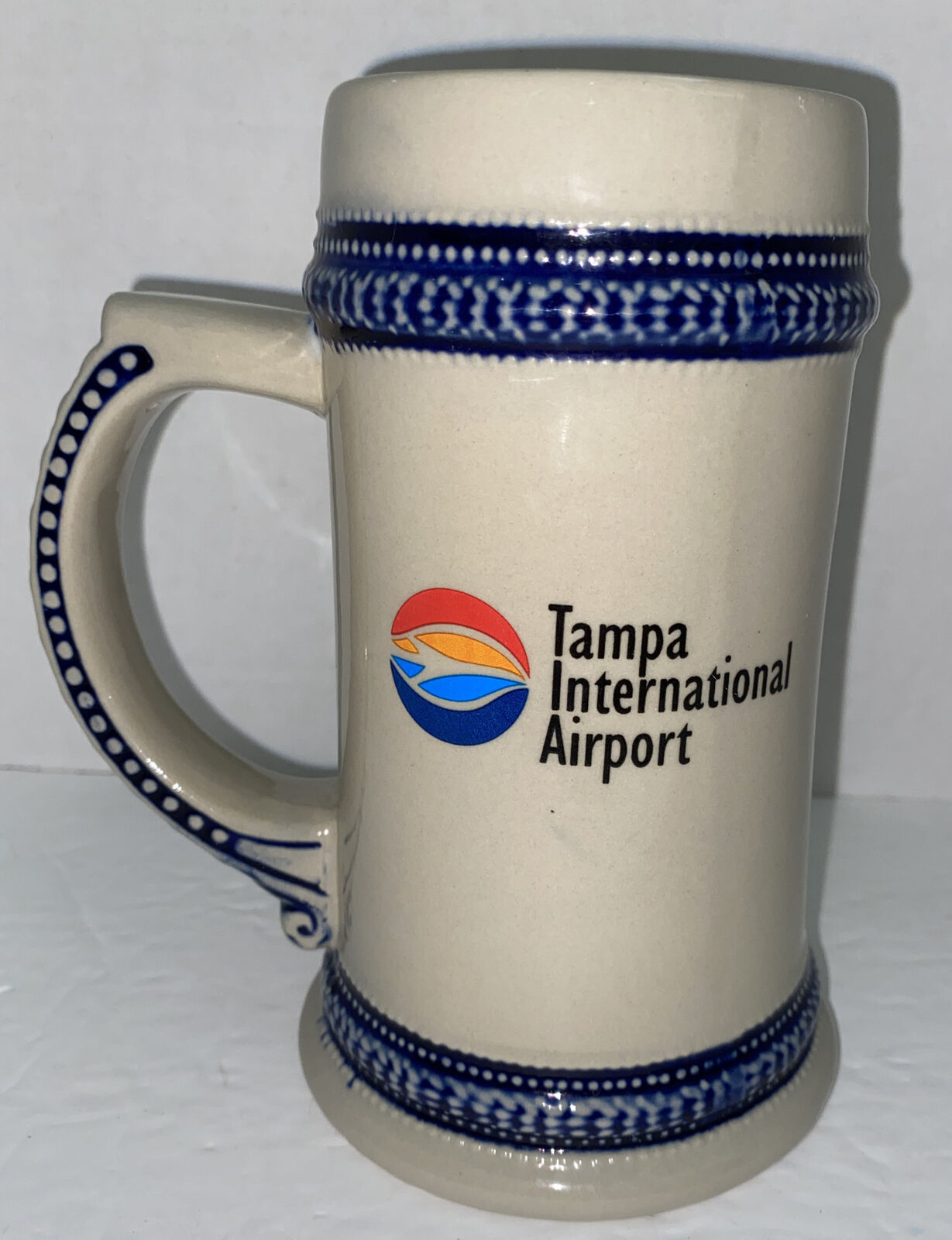 Tampa International Airport LUFTHANSA Heavy Ceramic Mug Stein with Handle EUC