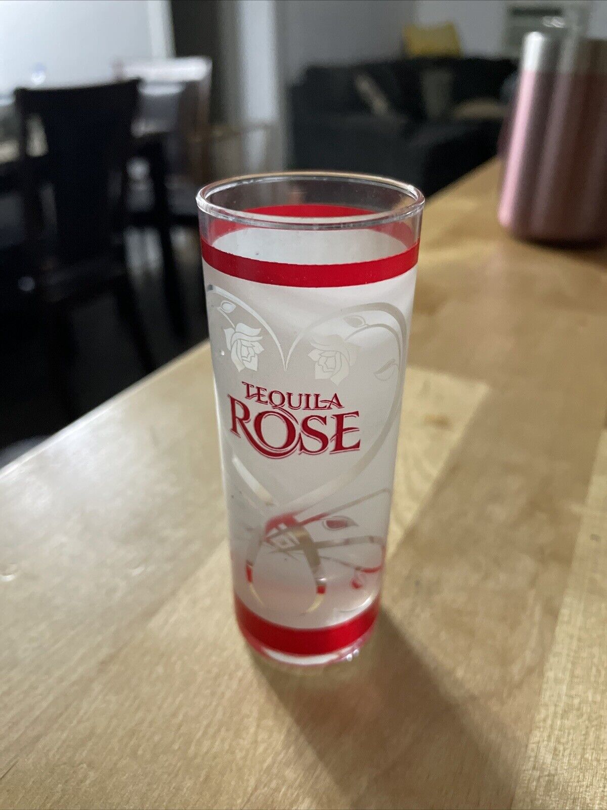 Tequila Rose Red Frosted Shot Glass  4 Inches (10cm) Tall