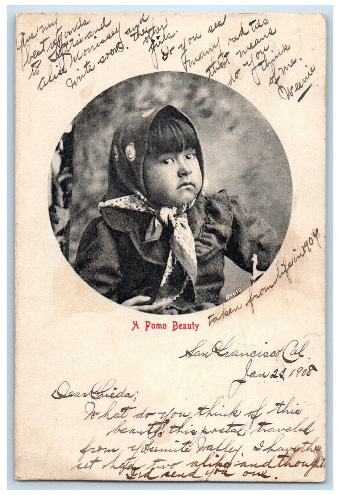 1907 Portrait Taken from Life A Pomo Beauty San Francisco CA Postcard