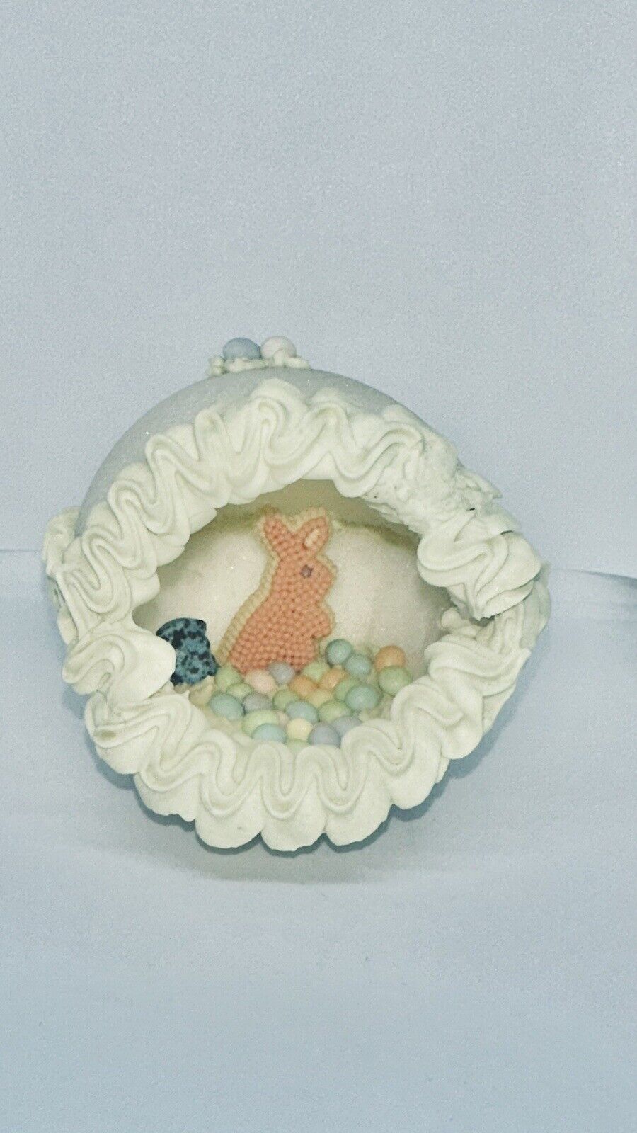Handmade Vintage Candy Bunny Pastel “Eggs” Sugar Panorama Easter Egg Decoration