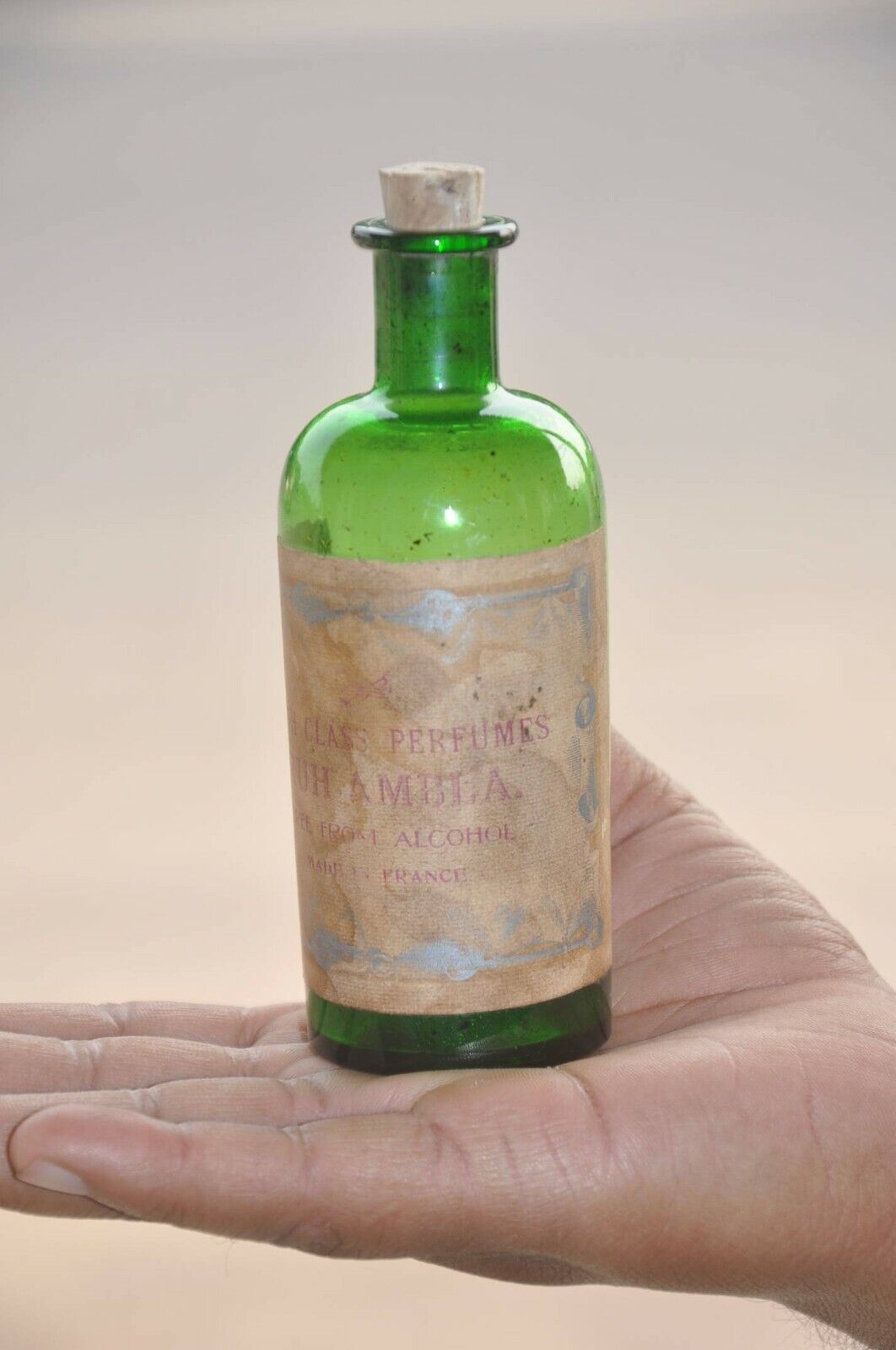 Vintage Green High Class Perfume Ruh. Ambla Glass Bottle , France