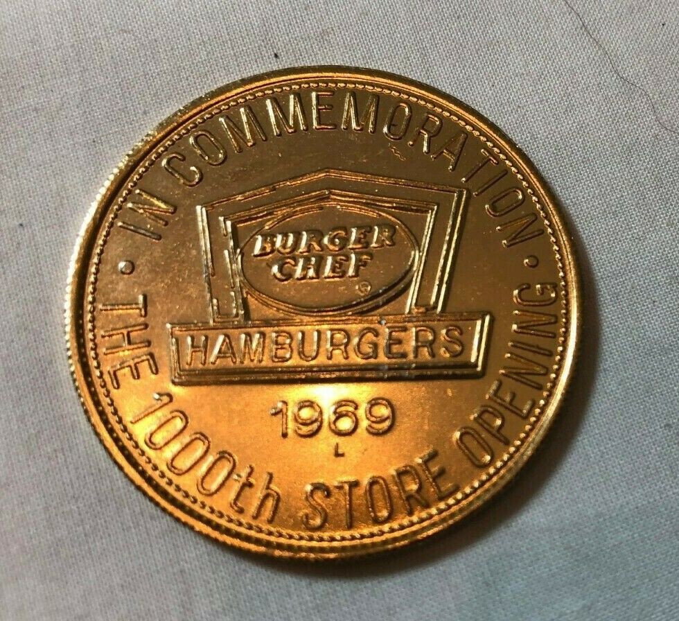 Vintage 1969 Burger Chef 1000th Store Opening Commemorative Coin Doubloon Good