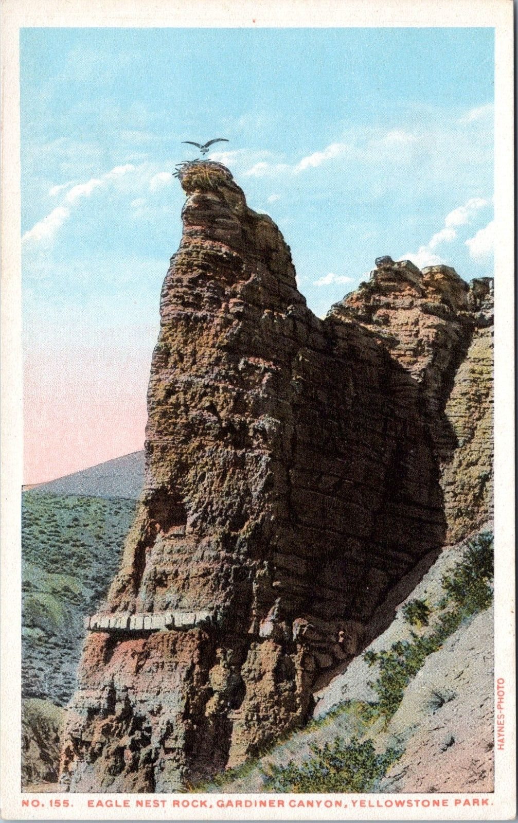 Eagle Nest Rock, Yellowstone Park, Wyoming- Haynes Postcard 155 - 100 Series