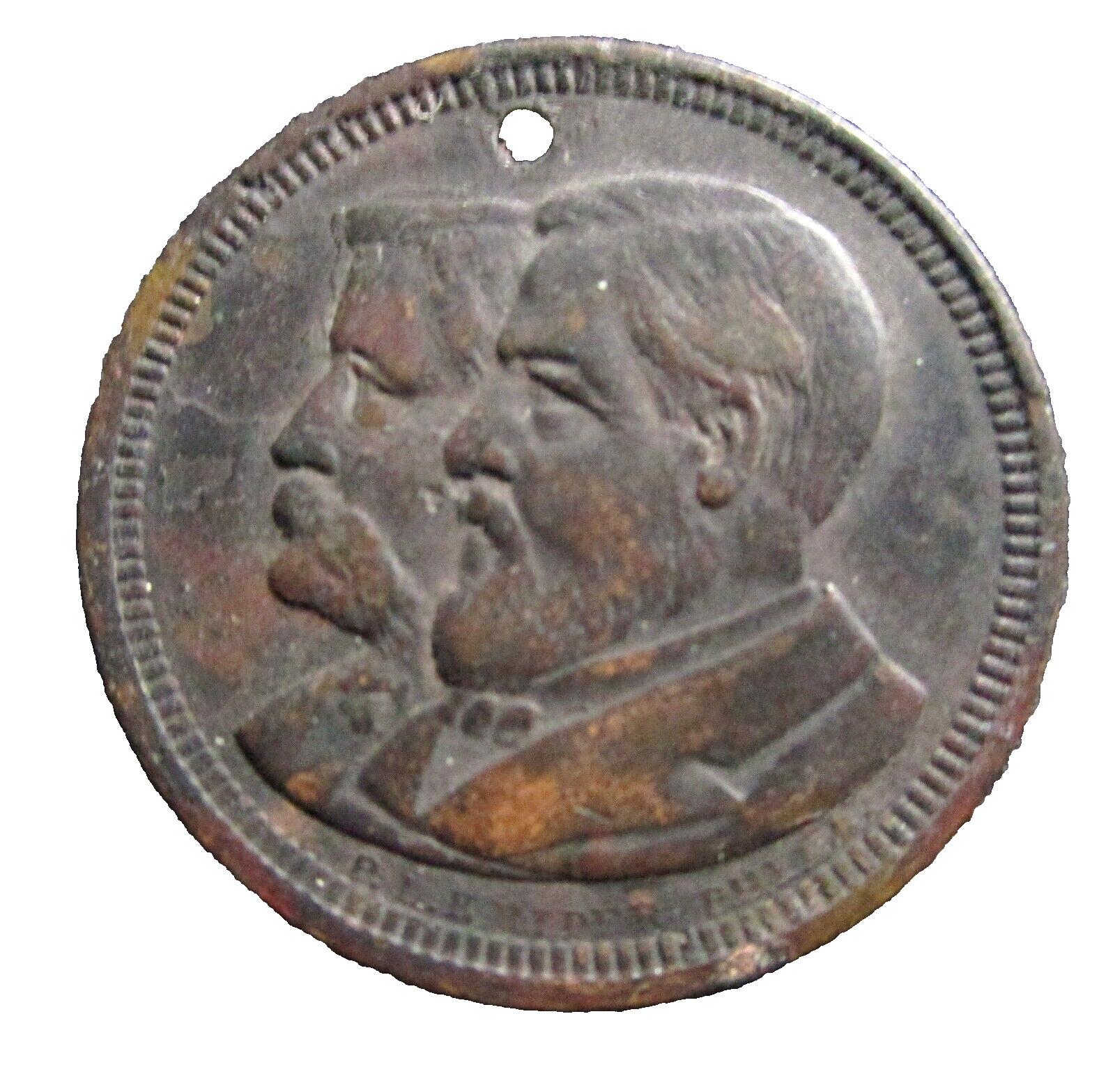 1884 James Blaine John Logan political token medal UNION SHIELD rev VF