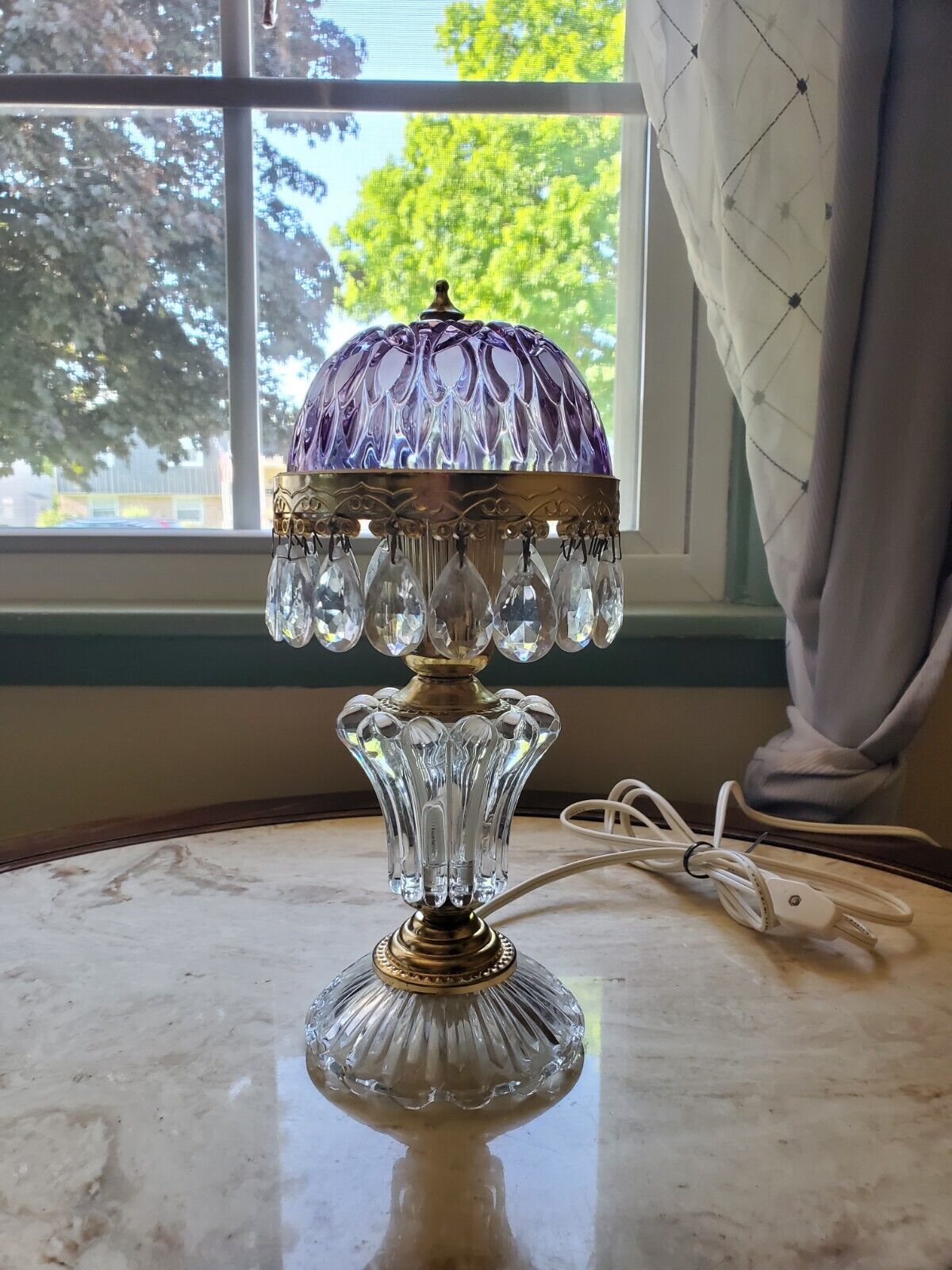 Vintage Petite Michelotti Boudoir Glass Lamp Purple 10\