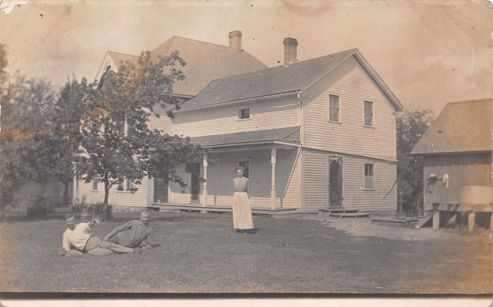 RPPC Side View of my Father's House c1910 FARM HOUSE Photo Postcard