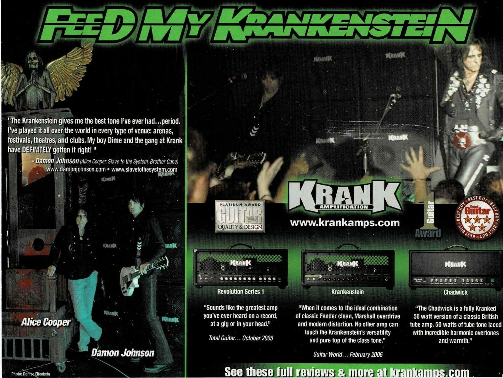 KRANK AMPS - ALICE COOPER & DAMON JOHNSON - 2005 Print Ad