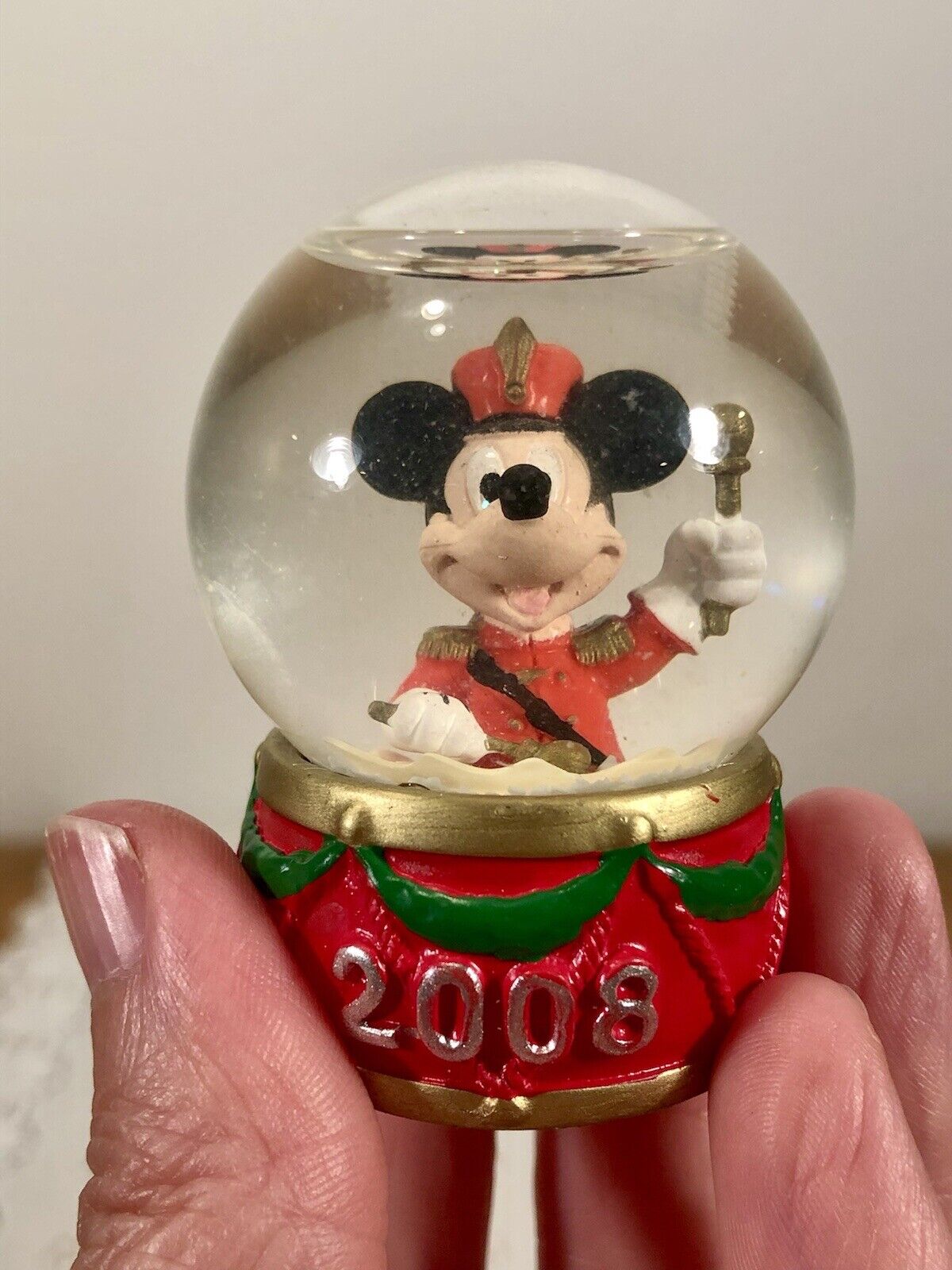JCPenny Disney Exclusive Mickey Mouse 2008 Snow Globe Christmas Collectible Mini