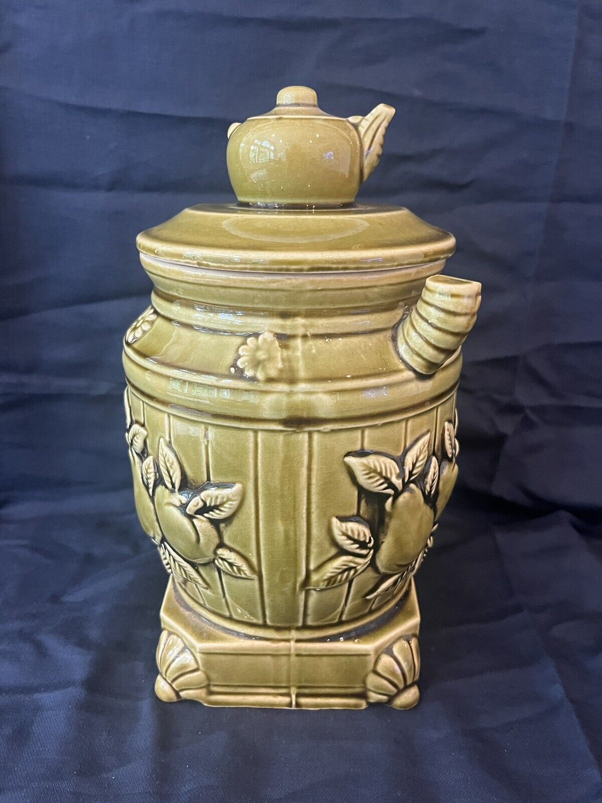 Vintage Enesco Cookie Jar Ceramic Pot Belly Stove Teapot