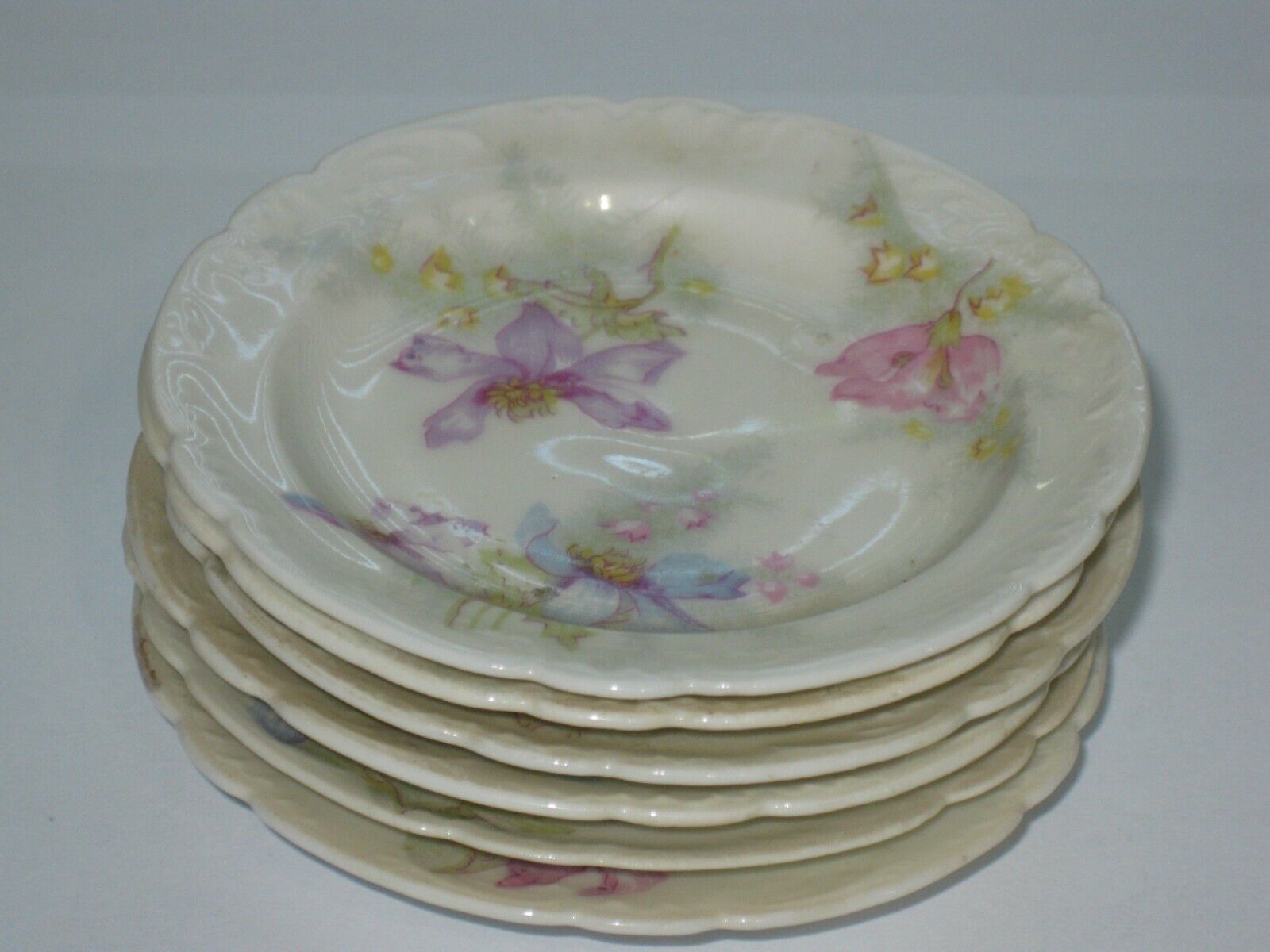 Set of 6 Haviland Limoges Porcelain Butter Pat Floral Pattern 3.25” Cornflowers