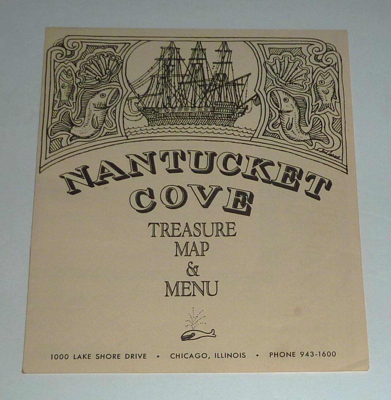 VINTAGE MENU / NANTUCKET COVE - TREASURE MAP & MENU (1970\'s) CHICAGO, ILLINOIS