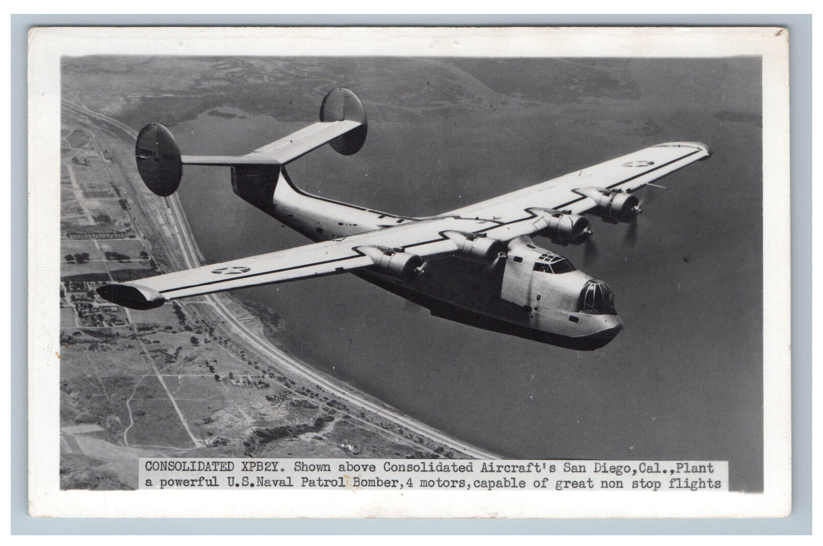 Consolidated XPB2Y Aircraft Navy Patrol Bomber Real Photo Postcard RPPC WJ Gray