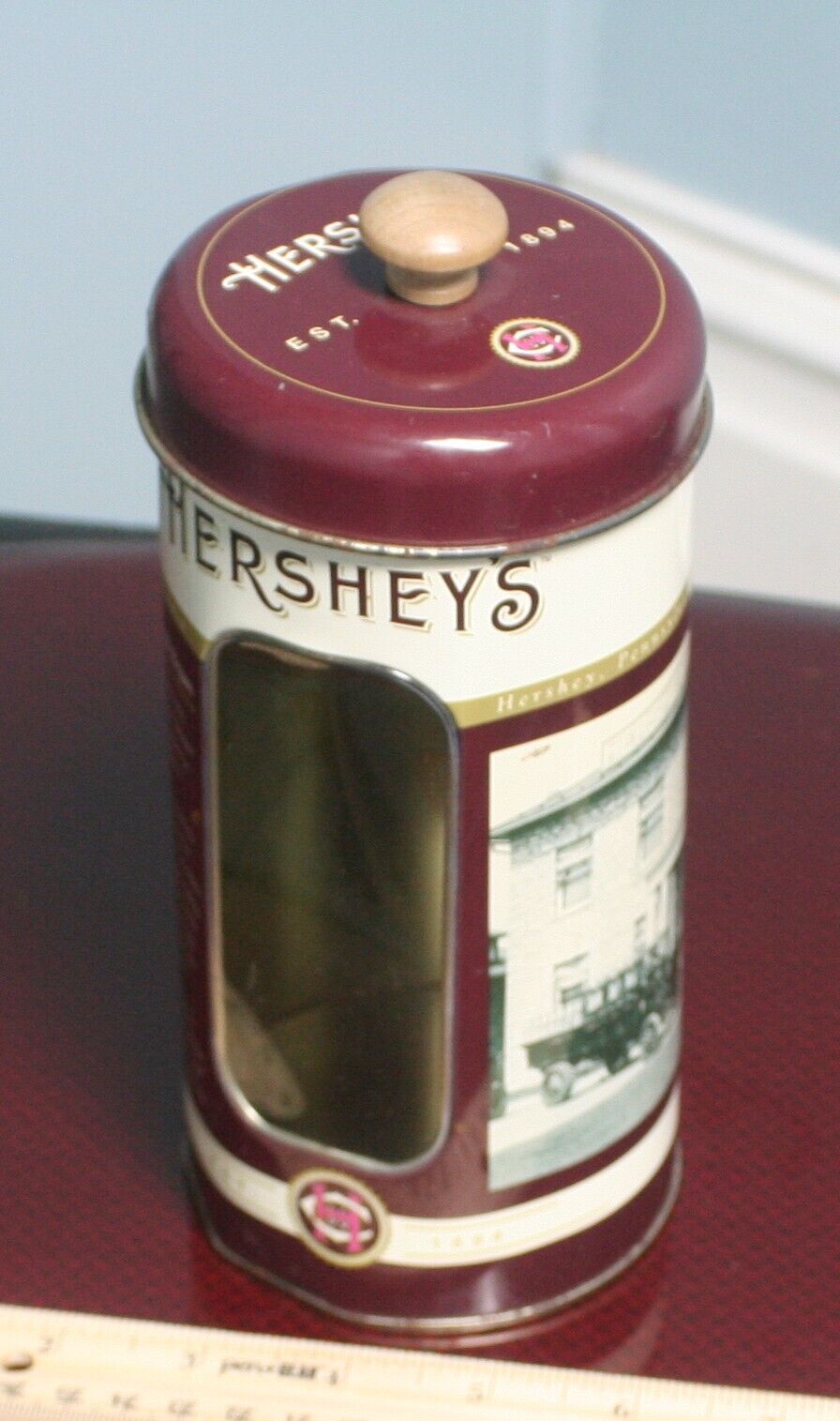 Vintage Hershey\'s Tin with a clear window