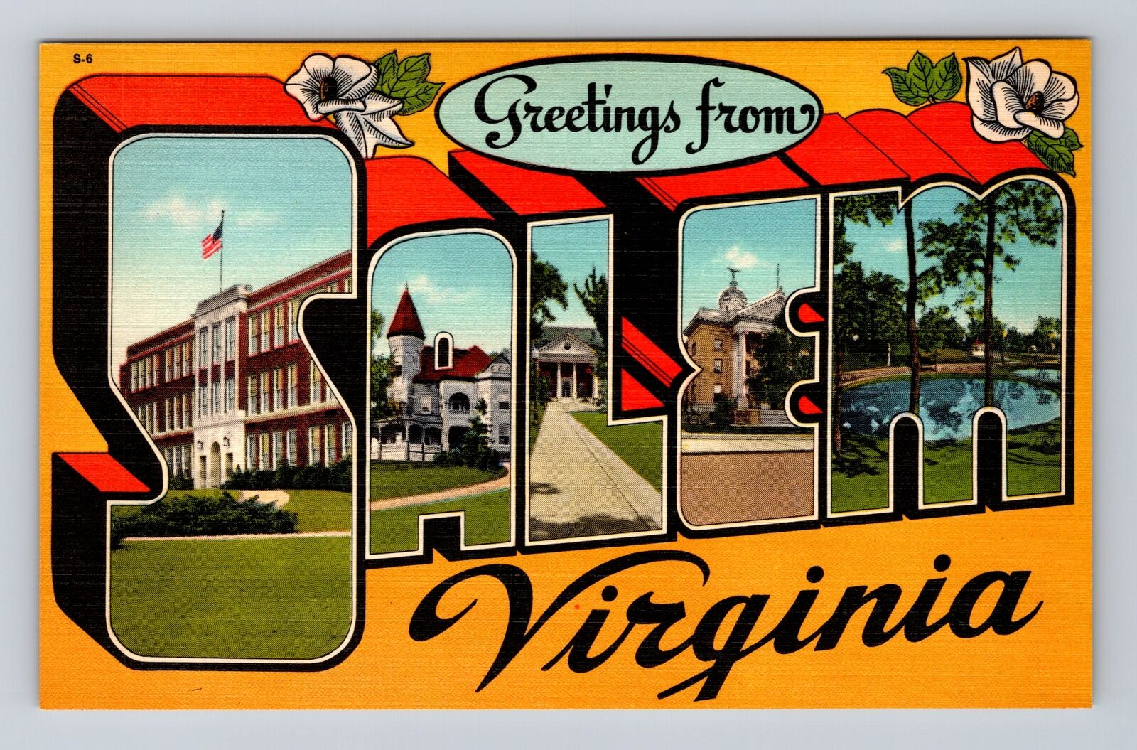 Salem VA-Virginia, LARGE LETTER Greetings, Antique, Vintage Postcard
