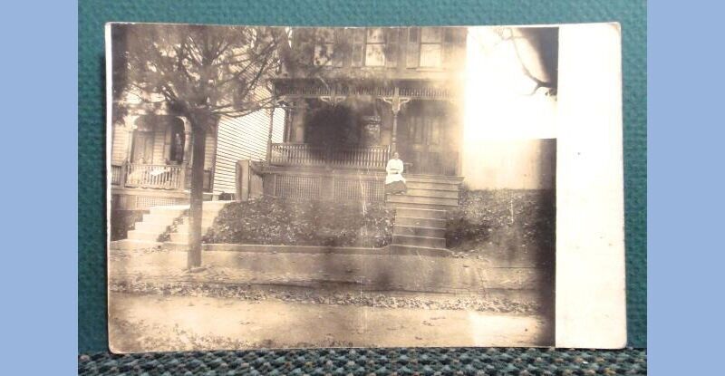 1915 antique RPPC PHOTO york pa LADY & HOUSE w LETTER to RINEHART gettysburg pa