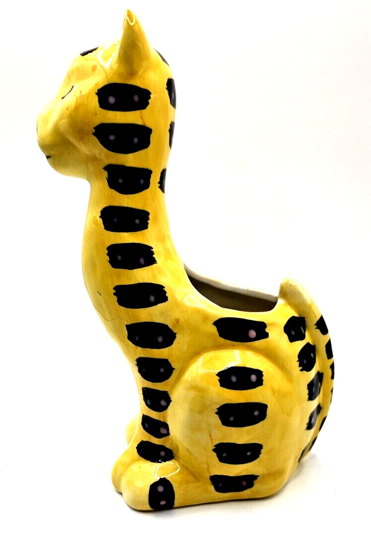 Cheetah Cat Planter Unbranded Yellow Black Succulent 7\