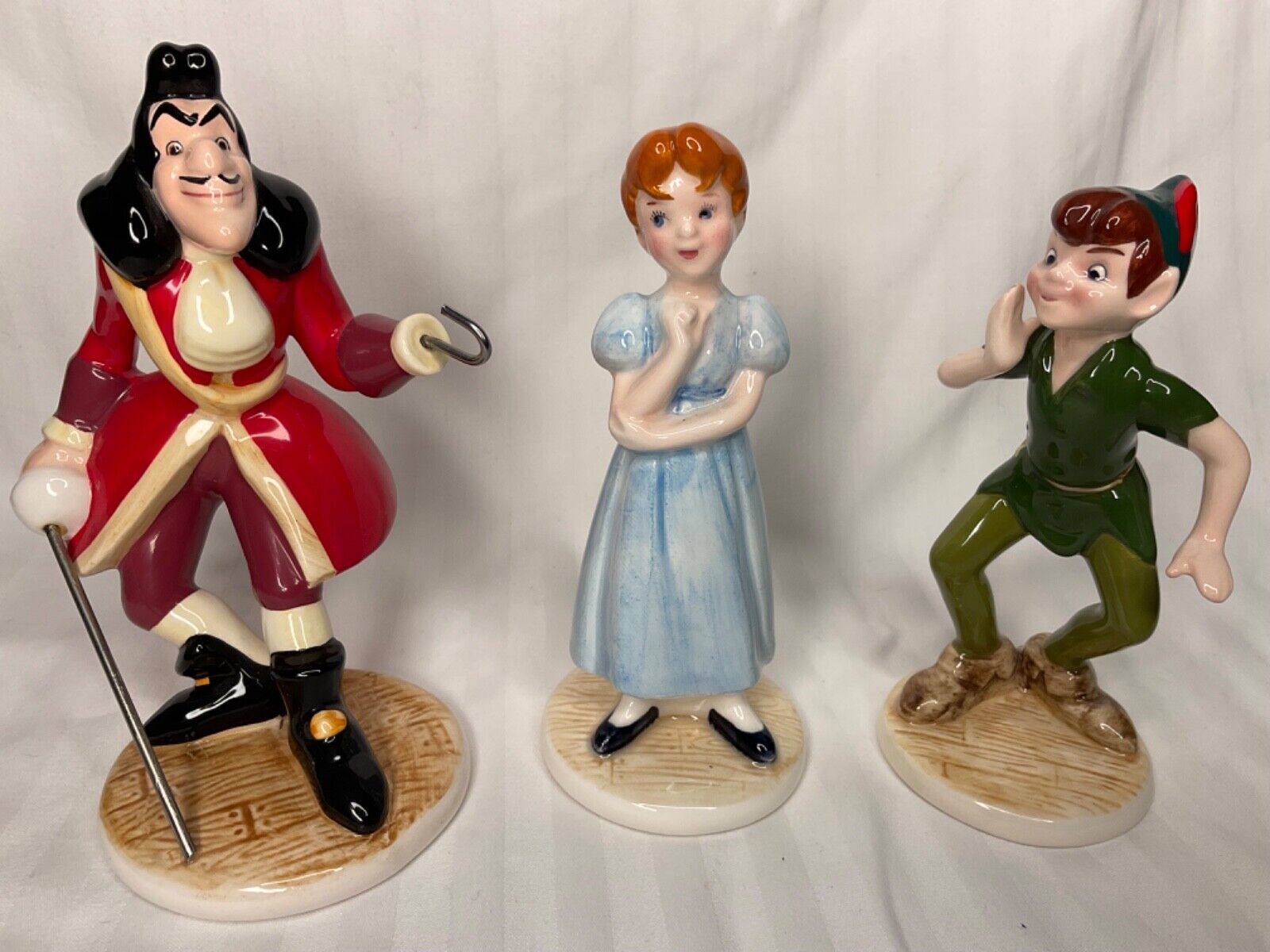 Vintage Peter Pan Ceramic Figurines Peter Pan, Wendy,  & Captain Hook