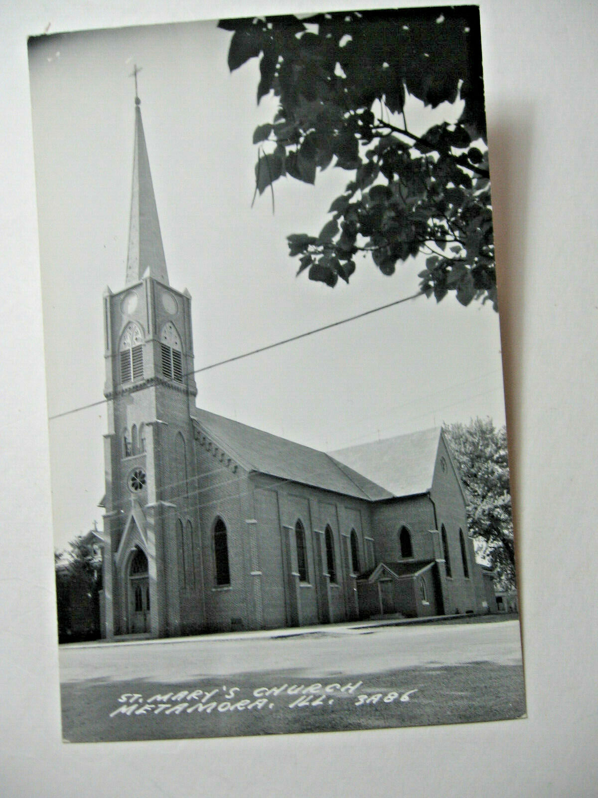 1950 era St. Mary\'s Church, Metamora, Illinois RPPC Postcard