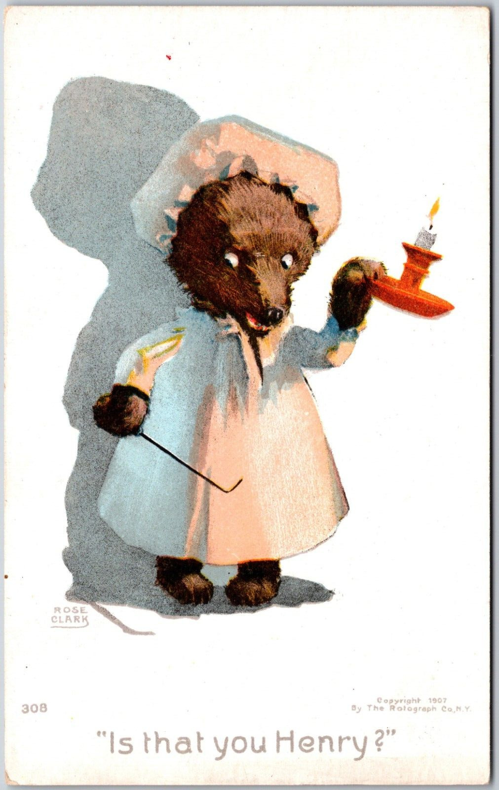 Is That You Henry Signed Rose Clark Bears Series Vintage Postcard 1907