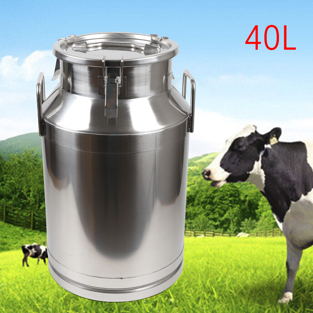 304 Stainless Steel Milk Can - Heavy Duty Milk Jug Milk Bucket 40L/10.56 Gallon