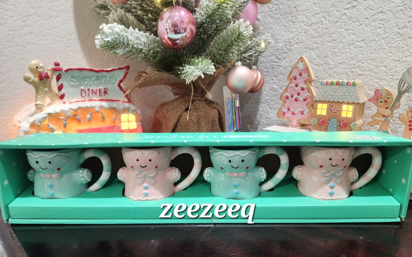 Lang Christmas Gingerbread Pastel Pink Espresso Mini Mugs Set of 4