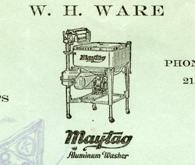 Vintage 1927 W.H. Ware MAYTAG Aluminum Washer Dealer DIXON IL Washing Machine