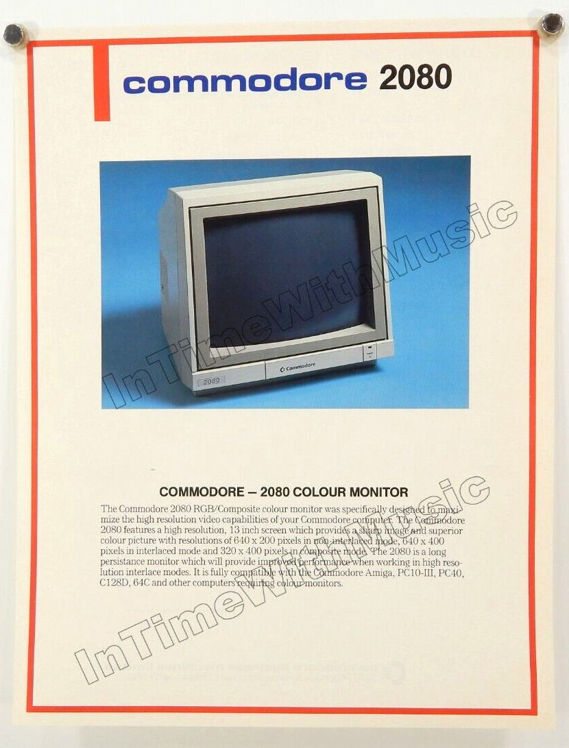 1987 COMMODORE 2080 COLOR MONITOR VTG Catalog Insert Brochure Not a Print Ad NEW