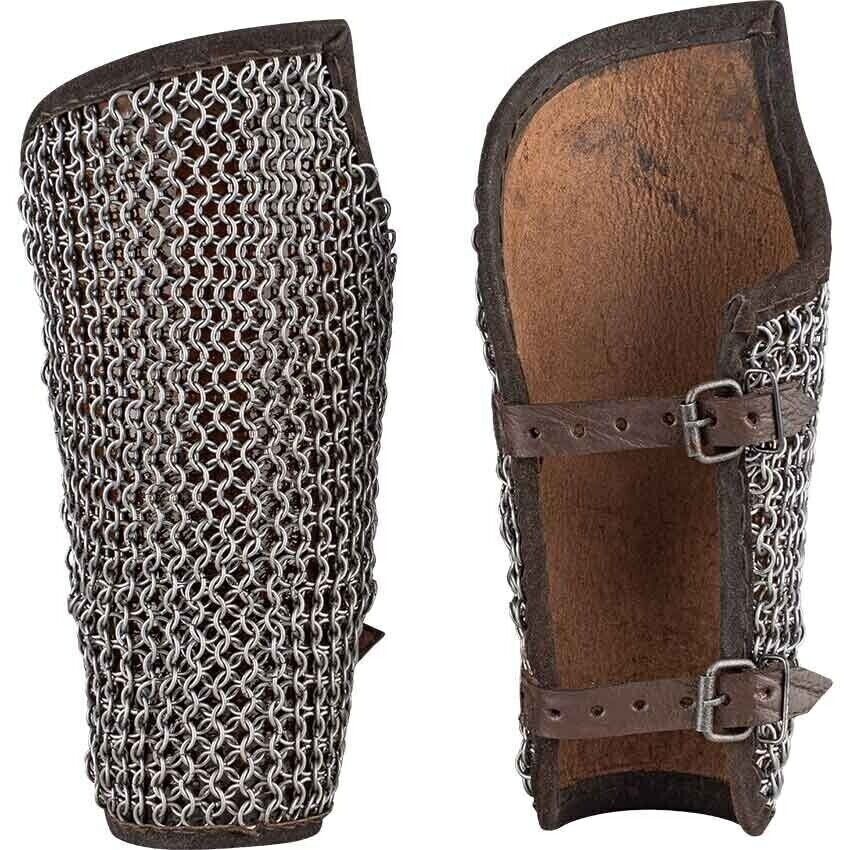 Medieval Leather Arm with Chainmail Wrist Guard Bracers Armor SCA LARP Costume