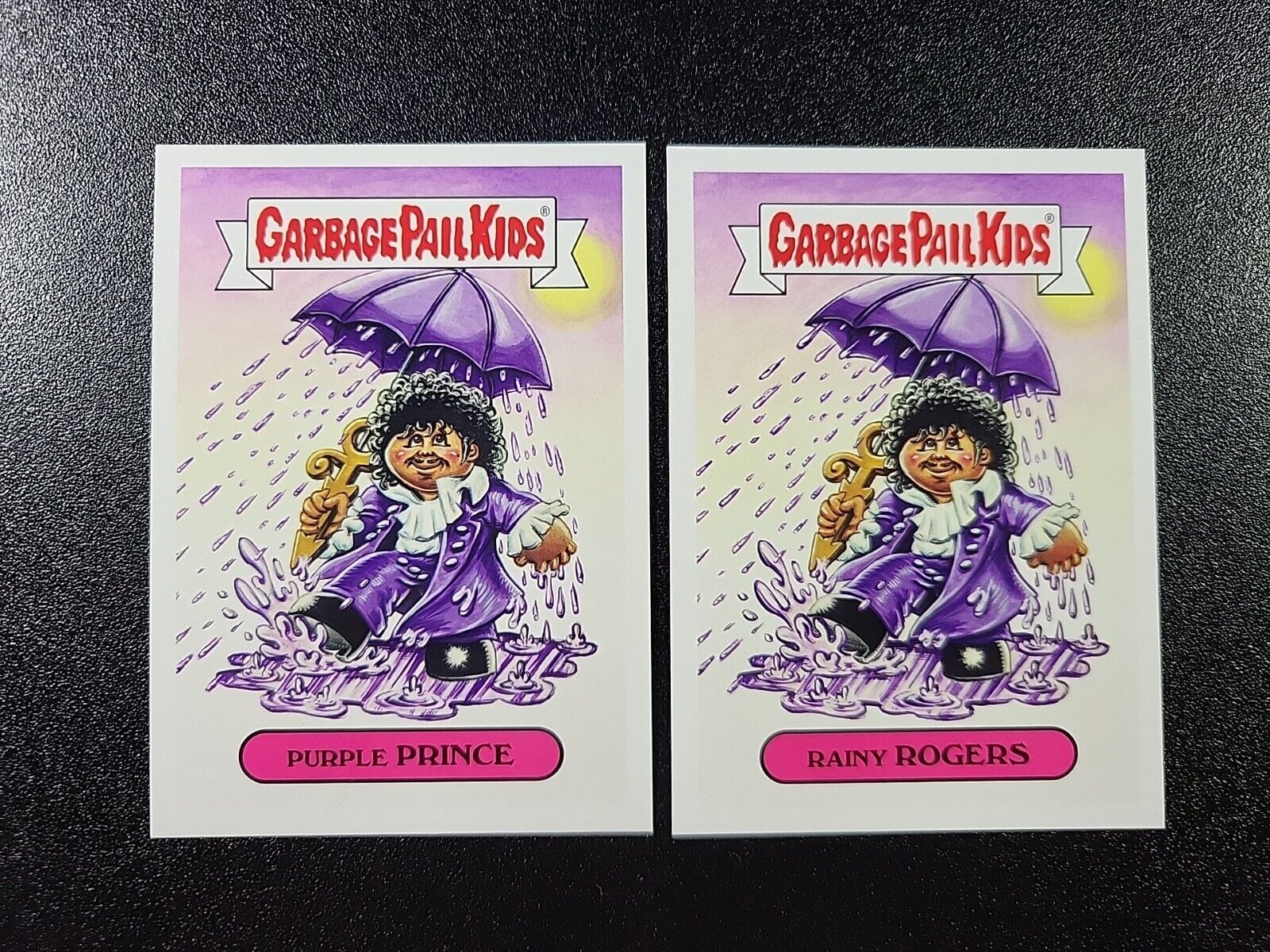 Prince Rogers Nelson Purple Rain Let\'s Go Crazy 2 Card Set Garbage Pail Kids