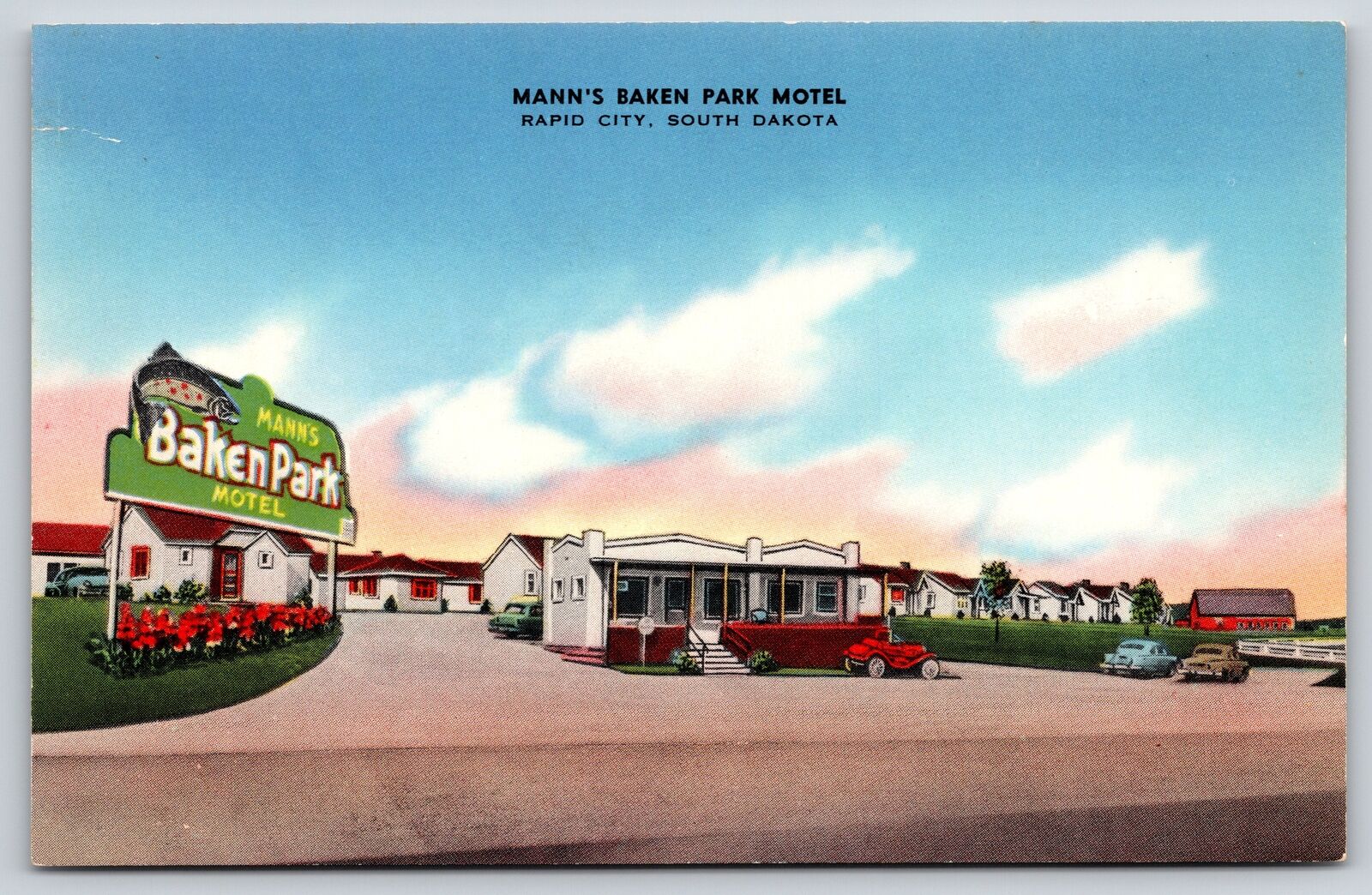 Rapid City South Dakota~Mann\'s Baken Park Motel~Roadside~1950s Postcard