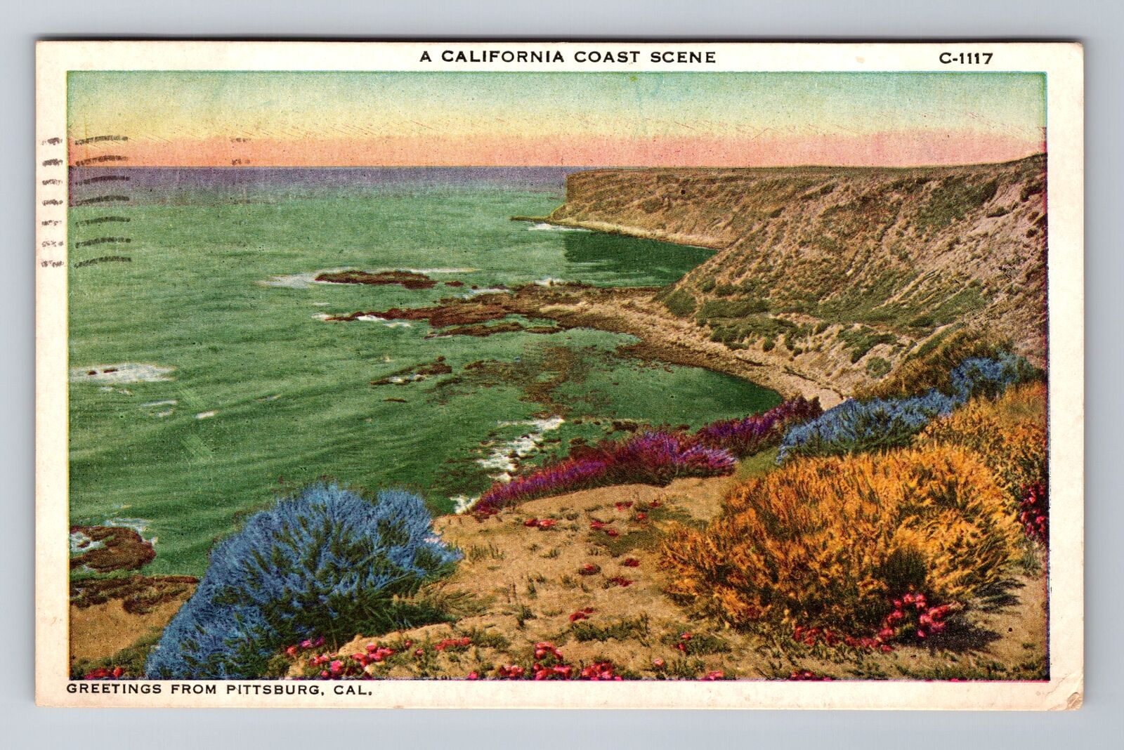 A Scenic View Of California Coast Scene, Antique, Vintage Postcard