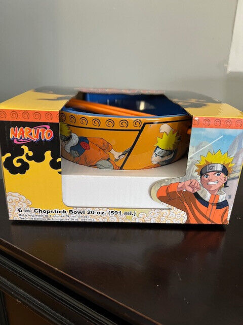 Naruto Ramen Bowl Rice Soup with Chopsticks, 20oz Blue Colored Bowl with chopst