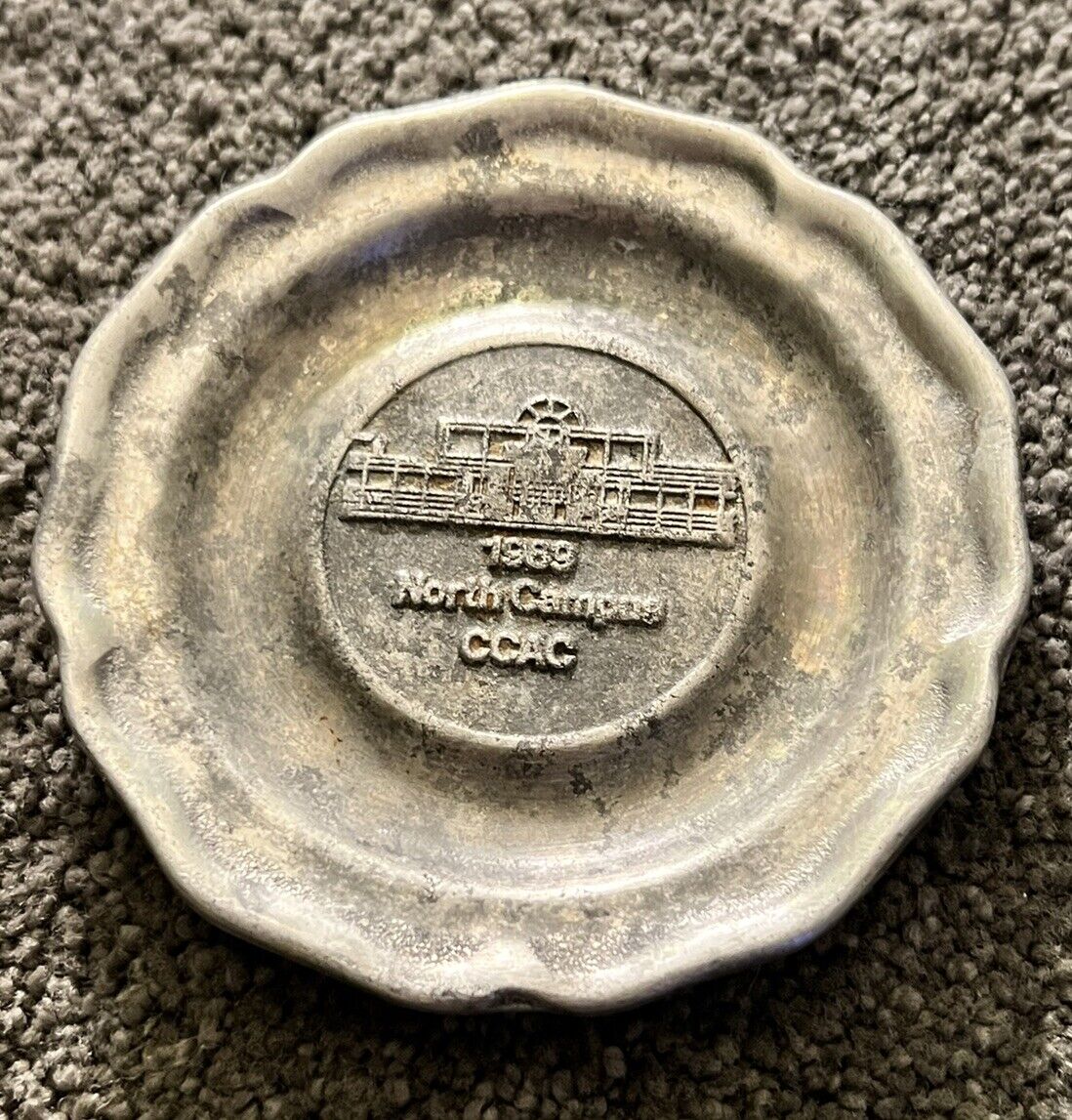 Vintage Pewtarex York PA Pewter Dish Plate Coaster CCAC Allegheny Commu. College