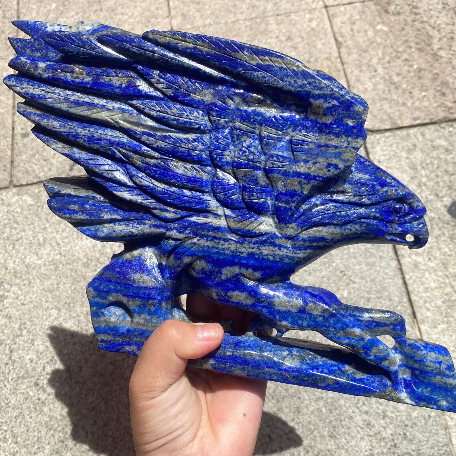 TOP Natural lapis lazuli hand carved eagle Quartz Crystal reiki healing gift