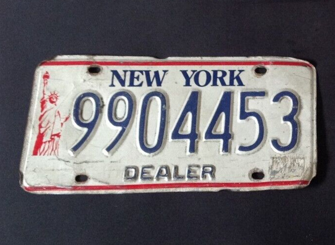 Vintage 1980\'s New York Statue of Liberty DEALER License Plate #9904453