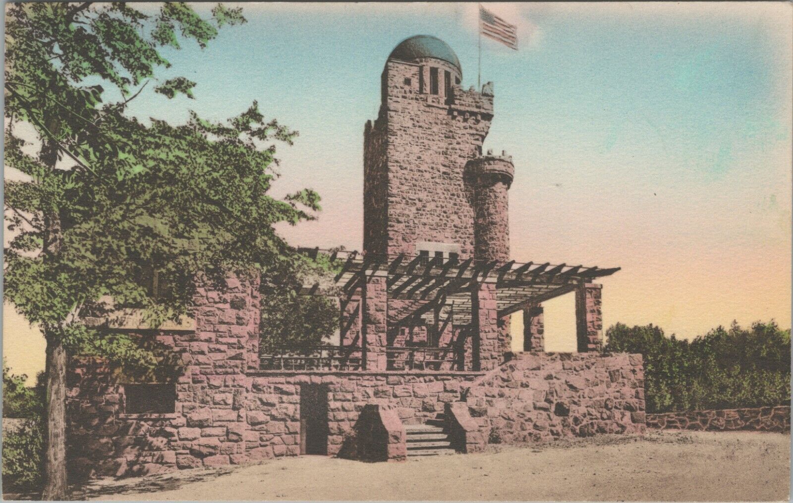 Observatory Tower Garret Mountain Paterson New Jersey NJ Albertype postcard F598