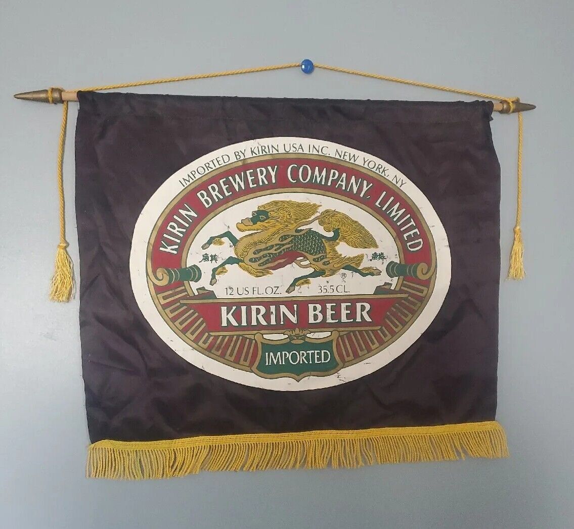 Vintage KIRIN BEER Banner Flag Union Made In USA