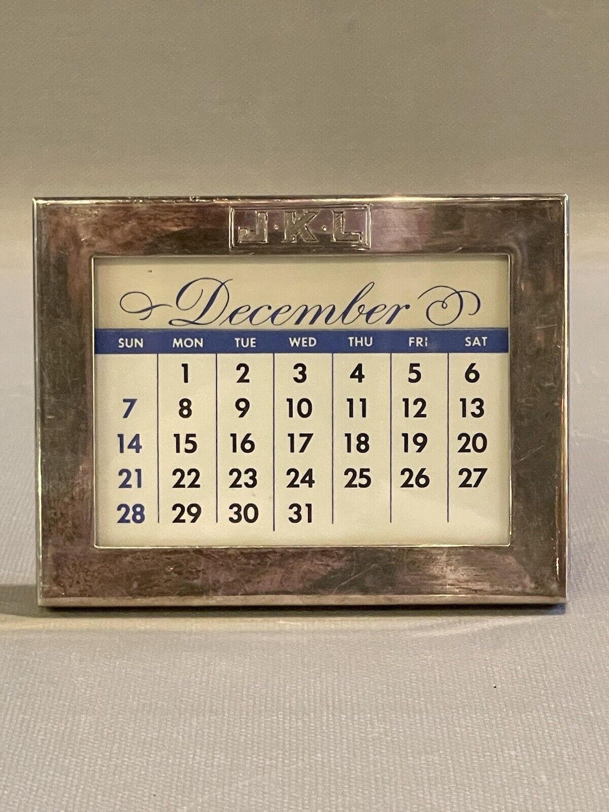 Vintage Monogrammed Tiffany & Co. Sterling Silver Perpetual Desk Calendar